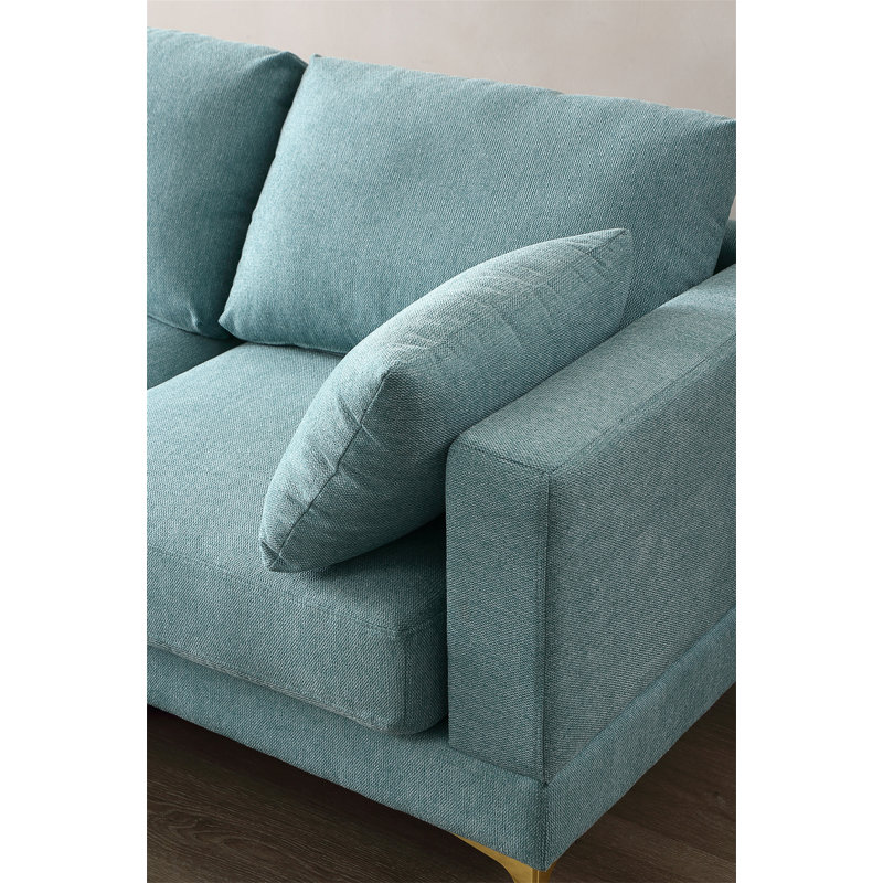 Mercer41 ADF Living Room Furniture Modern Leisure L Shape Couch Turquoise Fabric Wayfair